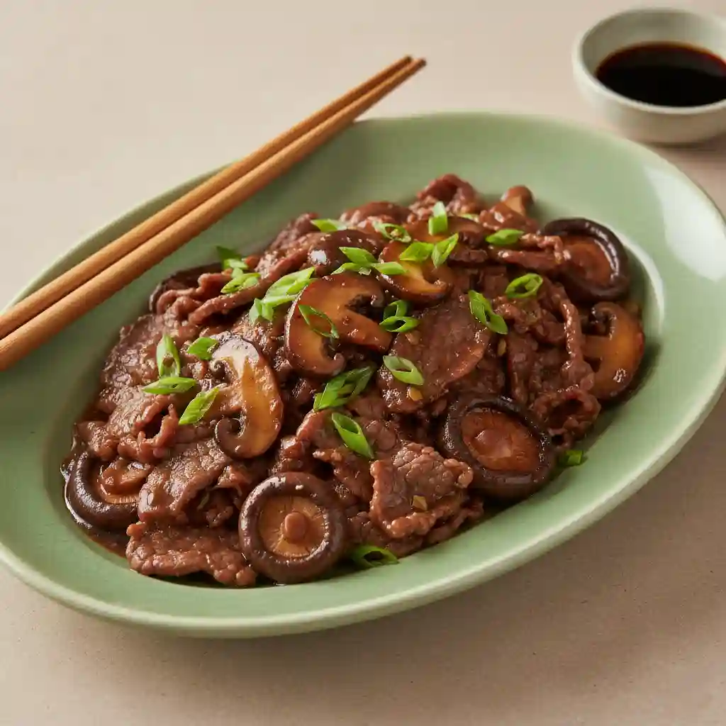 Beef with Mushroom & Oyster Sauce