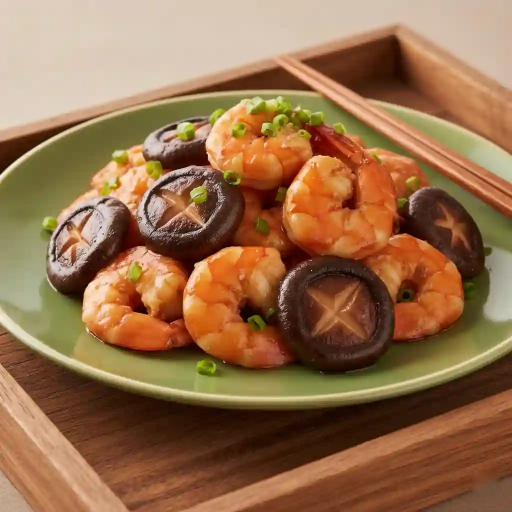 King Prawn with Mushrooms in Sauce