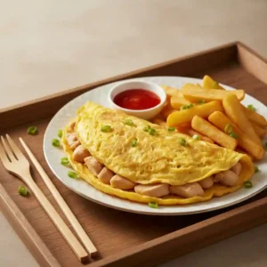 Chicken Omelette with Chips