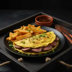 Roast Lamb Omelette with Chips