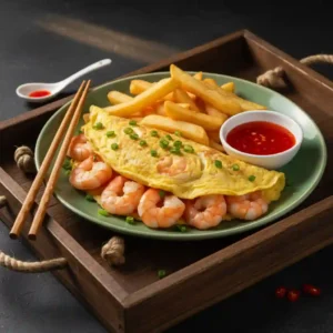 King Prawn Omelette with Chips
