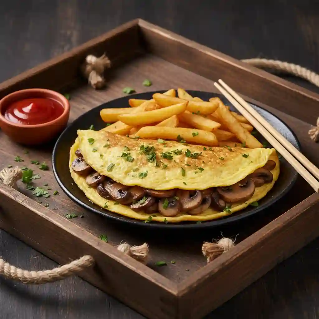 Mushroom Omelette with Chips