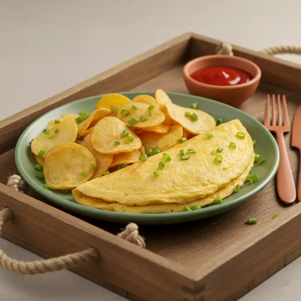 Plain Omelette with Chips