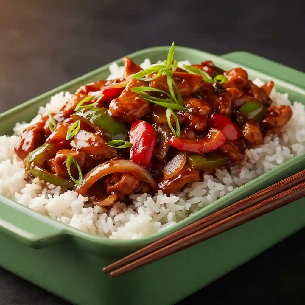 Chicken in Black Bean Sauce with Rice