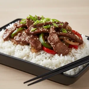Beef in Black Bean Sauce with Rice