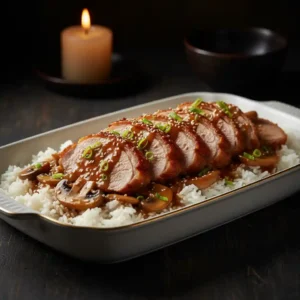 Roast Lamb with Mushroom & Rice