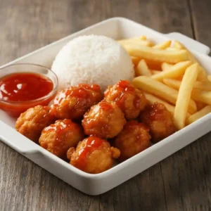 Chicken Balls with Rice & Chips