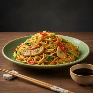 Singapore Rice Noodles with Lamb